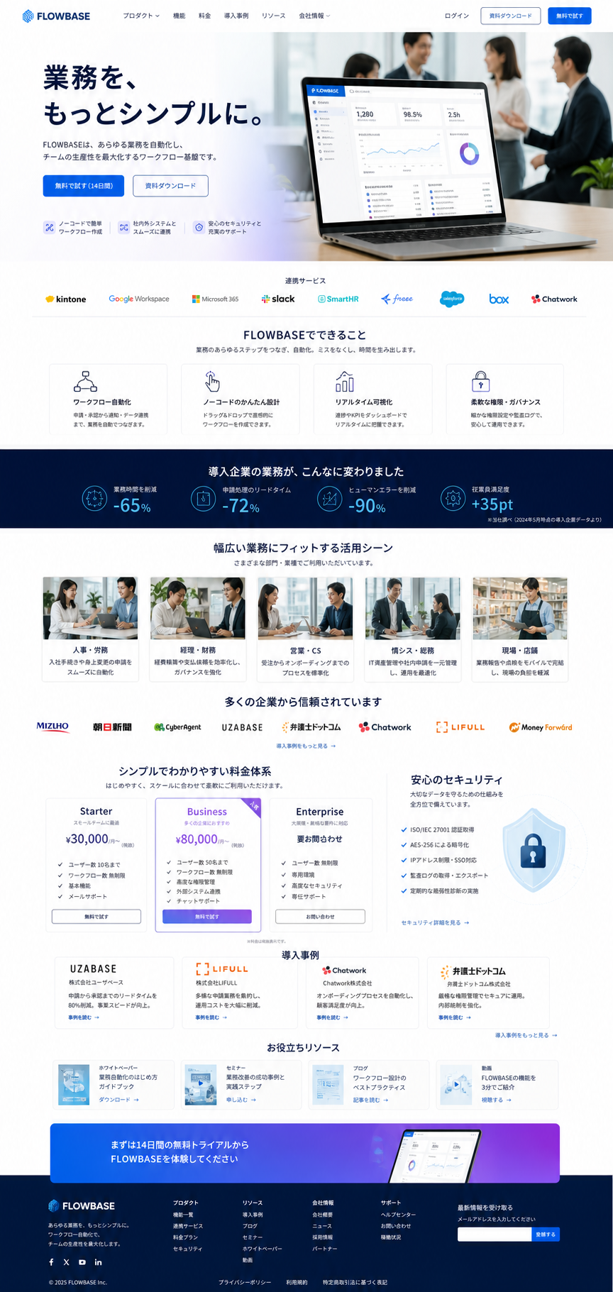 SaaS・软件公司完整首页模板
